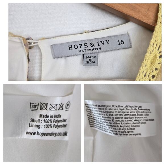 Hope & Ivy Maternity Midi Dress sz 16 Yellow Daisy Print Balloon Sleeve Drop Hem - Picture 12 of 16